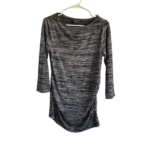 The Limited Womens Gray Black Marled 3/4‎ Sleeve Ruched Mini Dress Small - Picture 2 of 5